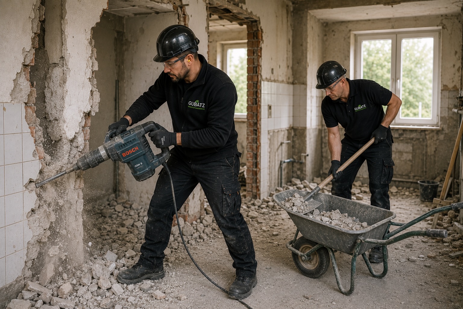 Abriss und Entkernung mit professioneller Schutzausrüstung